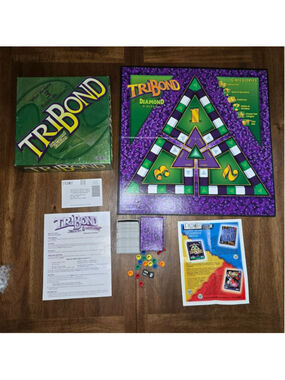 Vintage 1998 TriBond Diamond Edition Board Game Trivia Riddle Complete Patch Toy